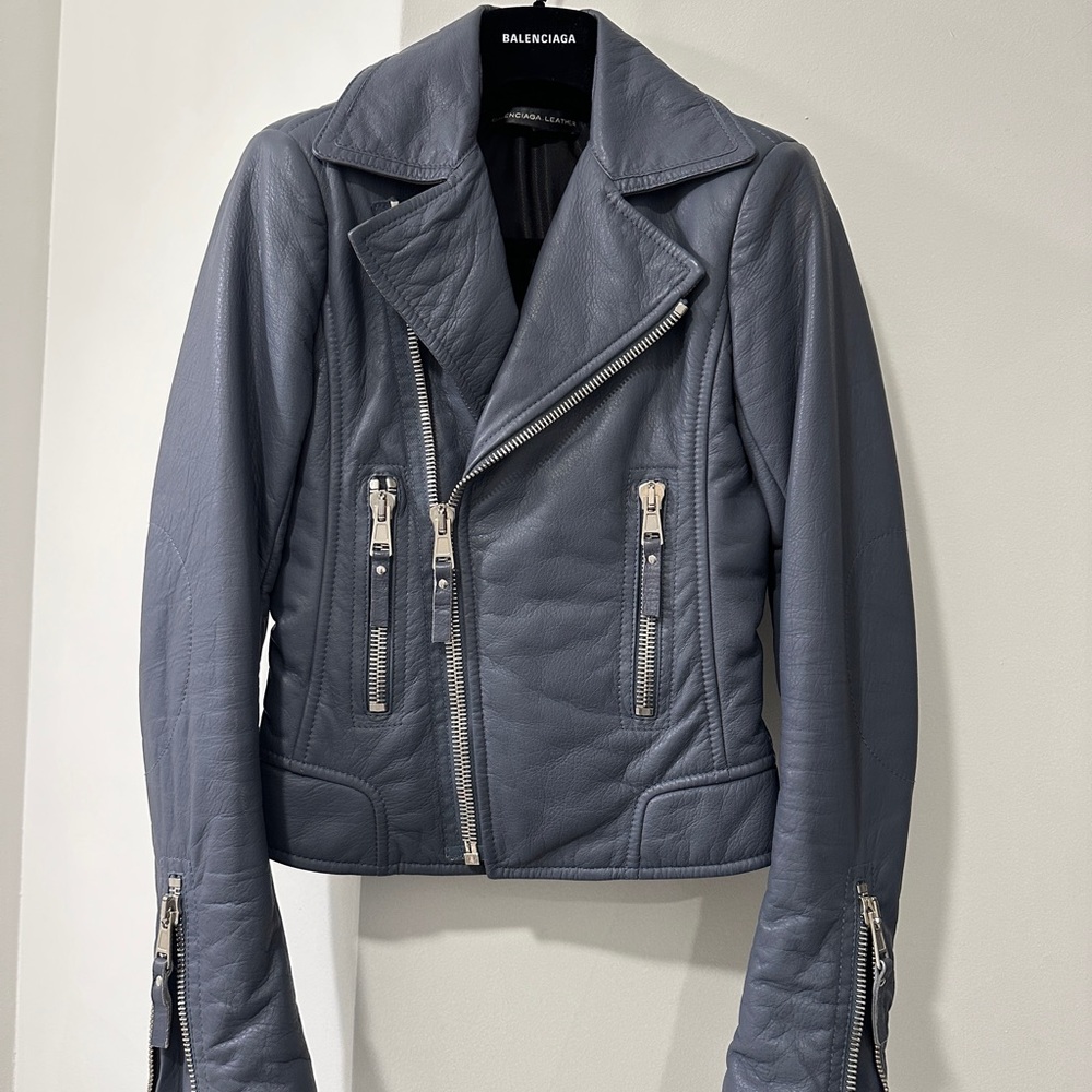 Balenciaga genuine lamb Leather moto biker Jacket